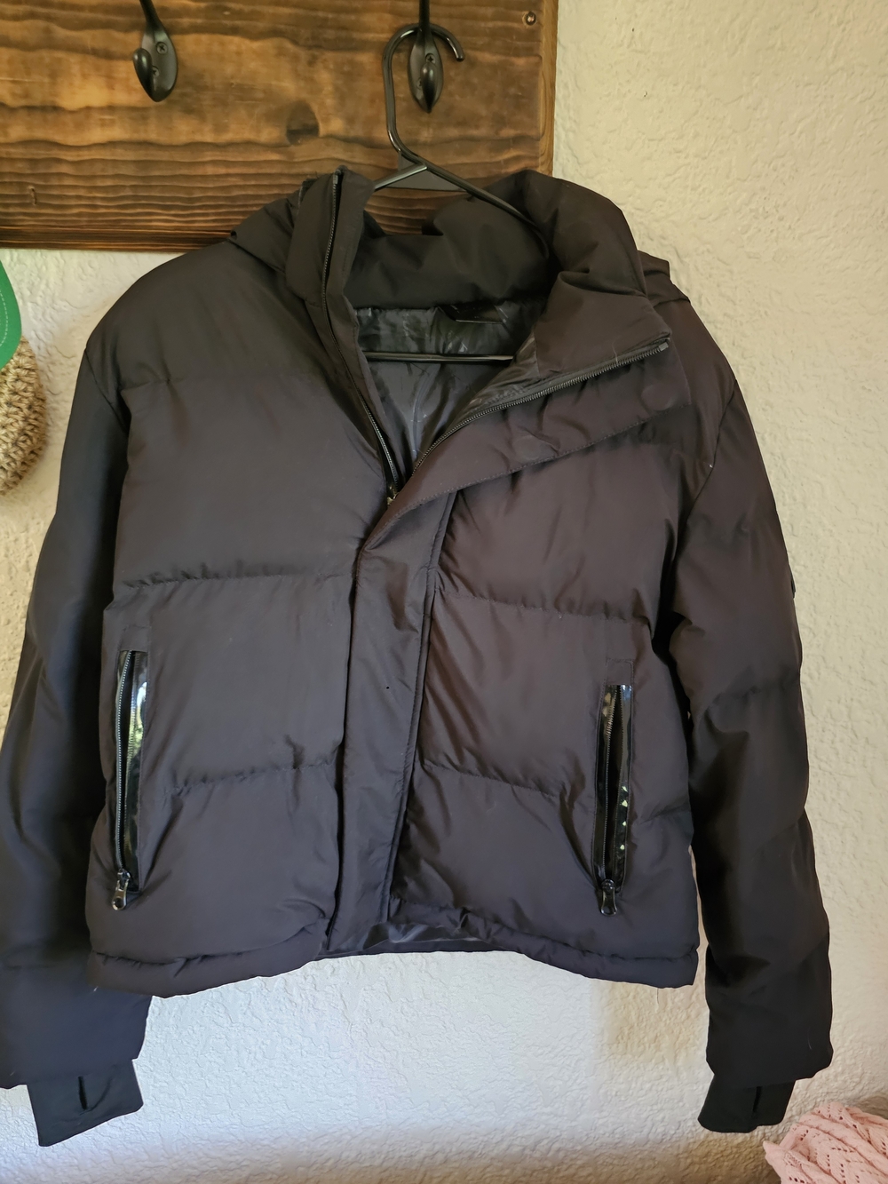 Womens Limelife Black Puffer Jacket with Hood